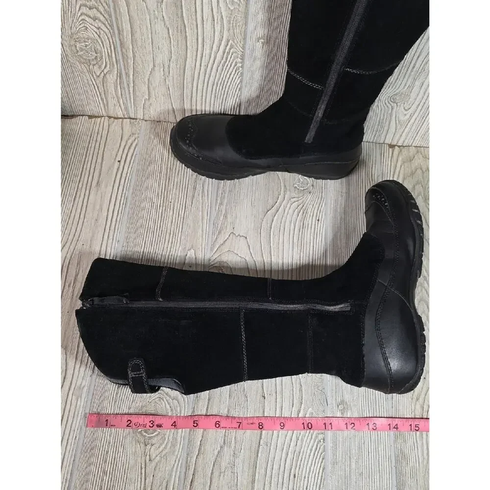 The North Face Anna Purna Tall Black Suede Leather Boots Womens Size 8.5